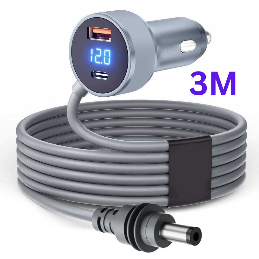 For Starlink Mini Car Charger DC Power Cable Cigarette Lighter 12V-48V with Digital Display Durable USB-C 140W USB-A 35W Ports