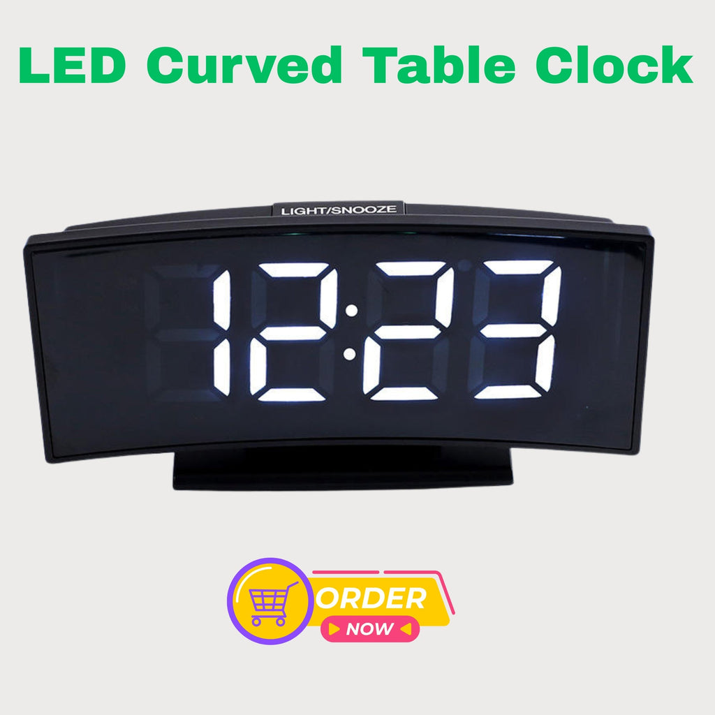 Temperature Snooze Function Home Decoration Clock Desk Table Clock Curved LED Screen Alarm Clocks for Kids Bedroom