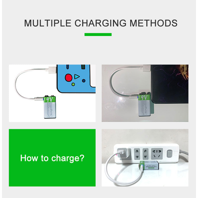 Smartoools 9V Lithium-Ion Type-C Rechargeable Batteries 1 Pcs