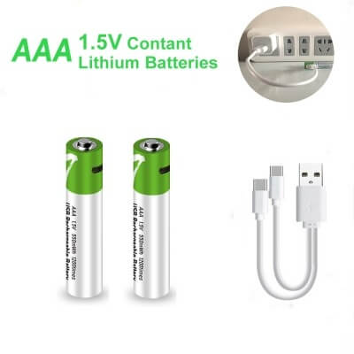 Smartoools RB40 AAA 750mWh 1.5V Lithium-Ion Type-C Rechargeable Batteries 2 Pcs