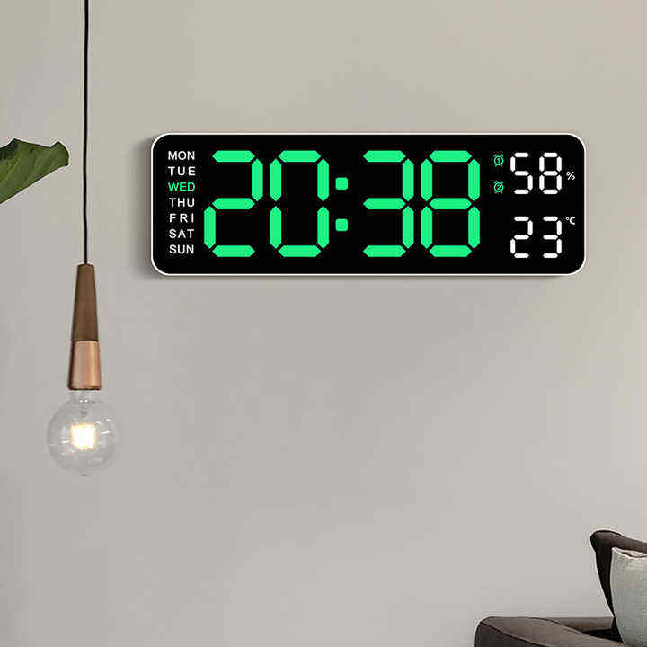 9 inh Multifunctional Led Digital Table Clock 2 Set Alarm Date Temperature Week Display Usb-powered Wall Clocks