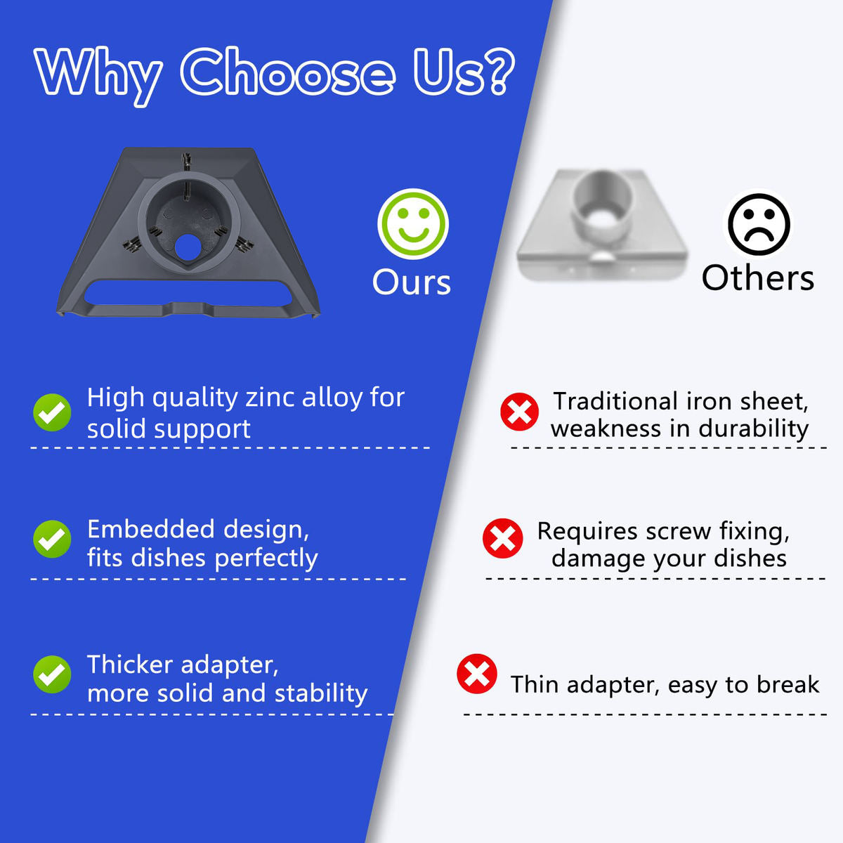 For Starlink Gen 3 Aluminium Alloy Mount Pipe Adapter for Starlink Gen3/V3 Mounting Plate Roof for Starlink Standard Mount Kit