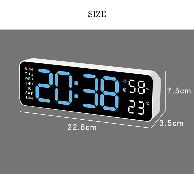 9 inh Multifunctional Led Digital Table Clock 2 Set Alarm Date Temperature Week Display Usb-powered Wall Clocks