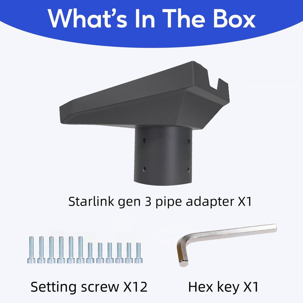 For Starlink Gen 3 Aluminium Alloy Mount Pipe Adapter for Starlink Gen3/V3 Mounting Plate Roof for Starlink Standard Mount Kit