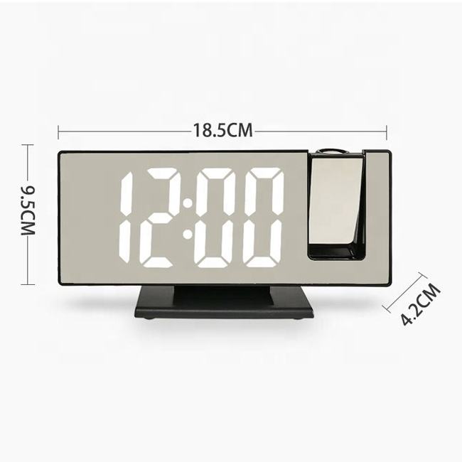 LED Digital Projection Alarm Clock – Ceiling Time Display, Dual Alarm, Snooze Function & Mirror Surface for Bedroom Use